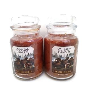2 Large YANKEE CANDLE Bonfire Nights Pecan Pie